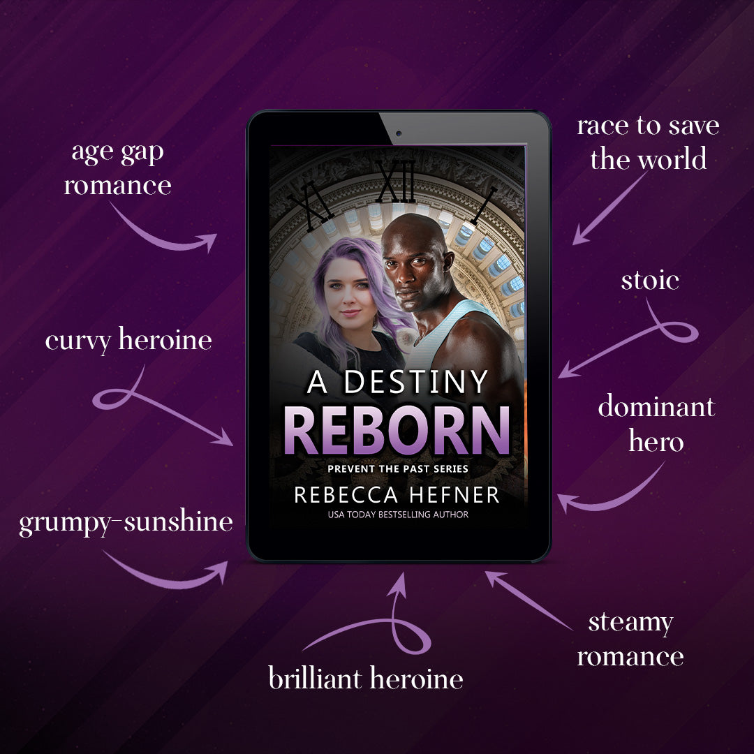 Cover and tropes for A Destiny Reborn, Book 2 in the steamy dystopian romance signed book bundle