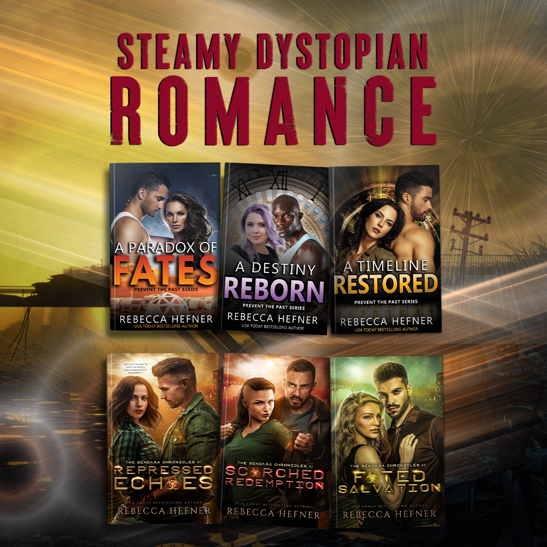 Covers laid out for the steamy dystopian romance ebook and audiobook bundle showing all six covers