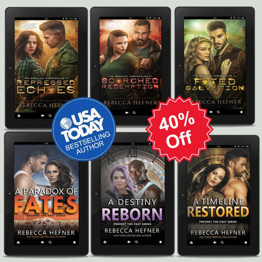 Covers for the steamy dystopian romance ebook and audiobook bundle, front facing showing all six covers