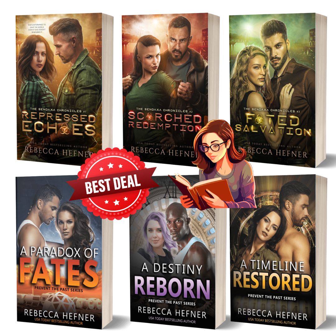 Signed steamy dystopian romance book bundle, front facing with multiple books showing